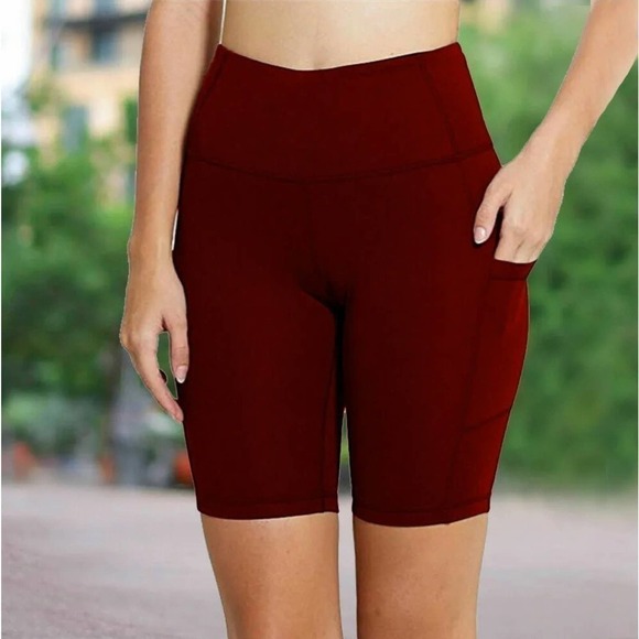 Ideology High Rise Biker Shorts Red Pear Medium - Picture 5 of 9